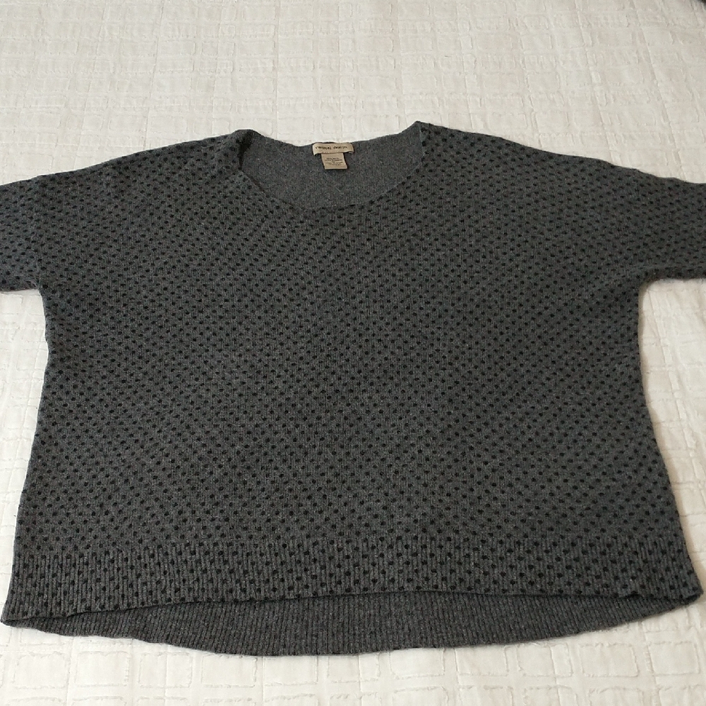 Vertical Design Cashmere And Wool Sweater, Gray, Black‎ Polka Dots, Women's XL